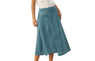 100% Linen Angled Closure Wrap Skirt FRESSA