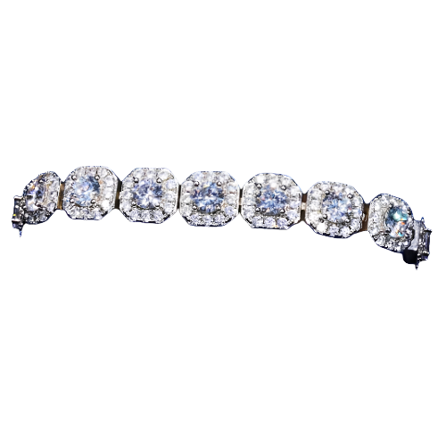 10mm Moissanite Clustered Tennis Armband - Silber - D Farbe - IF