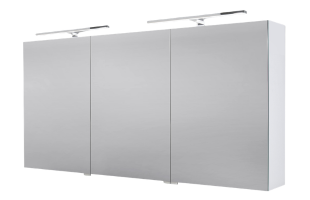 Spiegelschrank 150 cm mit 2x MULTI Light LED Chrom Beleuchtung Doppelspiegeltüren