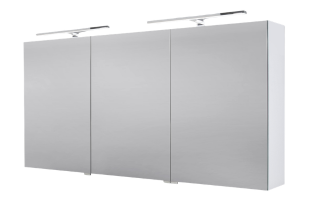 Spiegelschrank 150 cm mit 2x MULTI Light LED Chrom Beleuchtung Doppelspiegeltüren