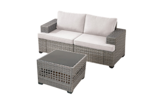 2-teilige Wicker-Loveseat-Set mit Kaffeetisch - 10" breite Armlehne, PAD-Serie