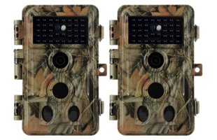 2-tlg. Wildtierkamera 64MP 1296p mit Bewegungsmelder Nachtsicht, Max. Entfernung bis 90 Füße, 0,1s Trigger Geschwindigkeit, IP66 Wasserdicht | A262