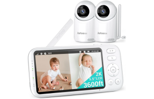 2K-Video-Babyphone, 914 m Reichweite, kein WLAN, Babyphone mit 2 Kameras und Audio, 5,5-Zoll-Split-Display, KI-Schreierkennung, IR-Nachtsicht, 2-Wege-Audio, 6000 mAh