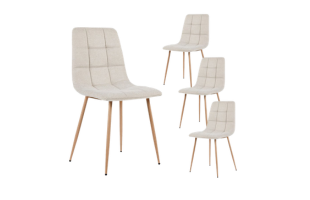 4er-Set Stühle in Beige mit natürlichen Beinen gepolstert