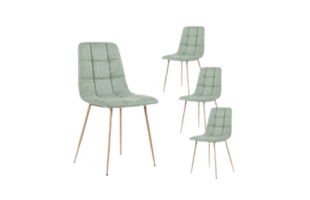 4er-Set Stühle mit mintfarbener Polsterung und natürlichen Beinen