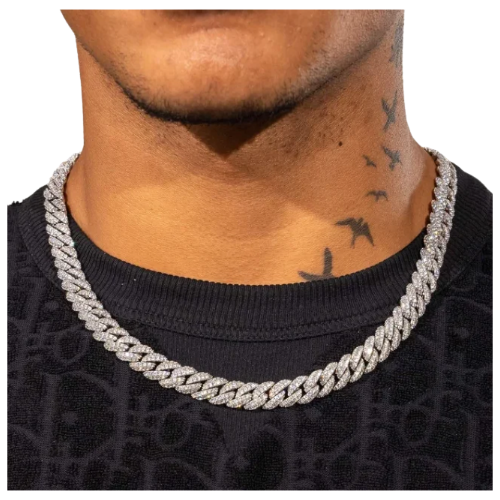 8mm Moissanite Cuban Link Kette - Silber - D Farbe - VVS1