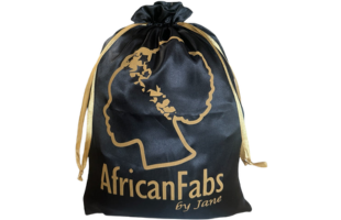 AfricanFabs Große Luxus-Satin-Tasche - Geschenktasche / Reiseetui - Schwarz