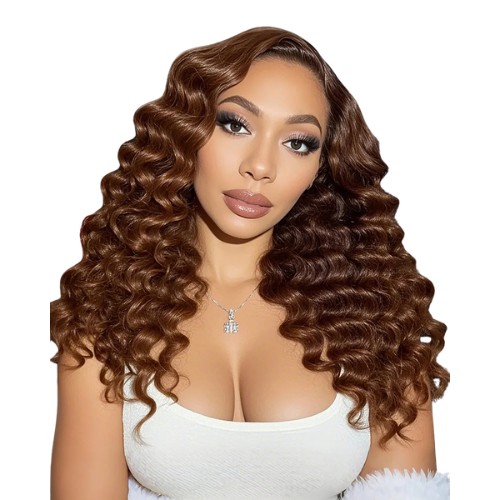Arabella 13x4/6x5 Lace Glueless Schokoladenbraun Loose Deep Wave Perücke Unsichtbare Knoten Realistische Haarlinie