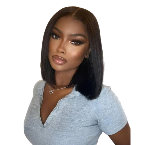 Arabella 6x5 Unsichtbare Knoten Glueless & 13x4 Frontale Spitze Gerade Bob-Perücke Vorgefertigte Spitze Natürlich Schwarz Anfängerfreundlich