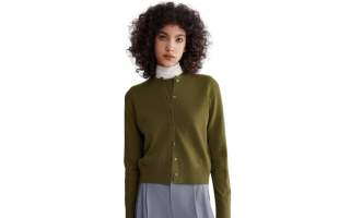 ASOBIO Lightweight 100% Wool Crewneck Cardigan