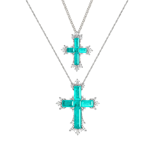 Azure Cross Duo Halskettenset – Silber