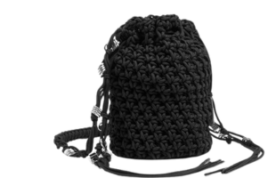 Schultertasche geflochten Schwarz