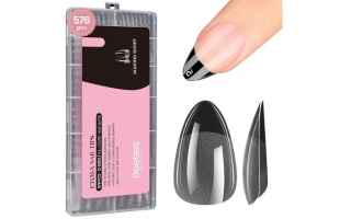 Beetles Gel-Nagelspitzen 12 Größen 576 Stück vorgeschnitzte kurze Mandelspitzen
