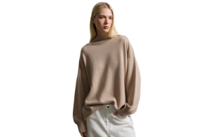 Beige Oversized Wool Blend Sweater