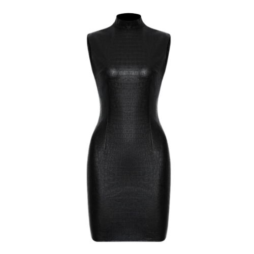 Black Textured Mini Dress