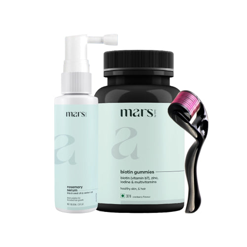 Mars Hair Loss Treatment Combo: Clinically Proven Serum, Biotin & Derma Roller