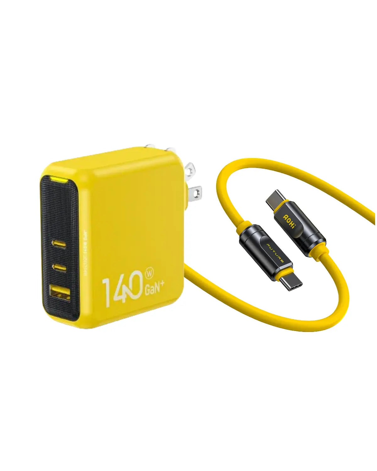 AOHI Magcube Pro 140W GaN+ Schnellladegerät mit THE FUTURE Adonis USB4 2.0 USB-C zu USB-C Kabel