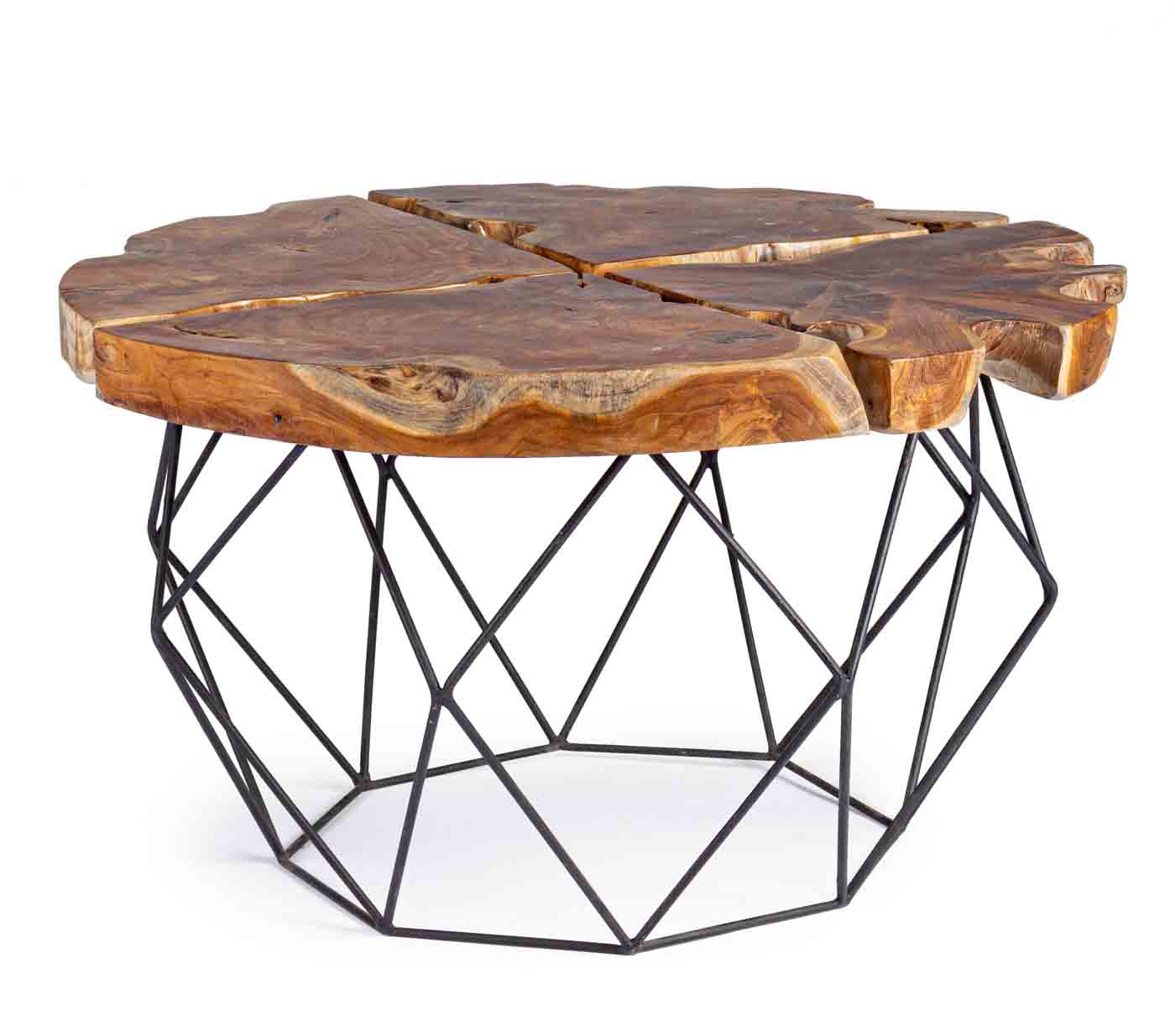 Couchtisch Adanya aus Teakholz, rundes Design, modern, Natur, einzigartiges Unikat Ø80 cm