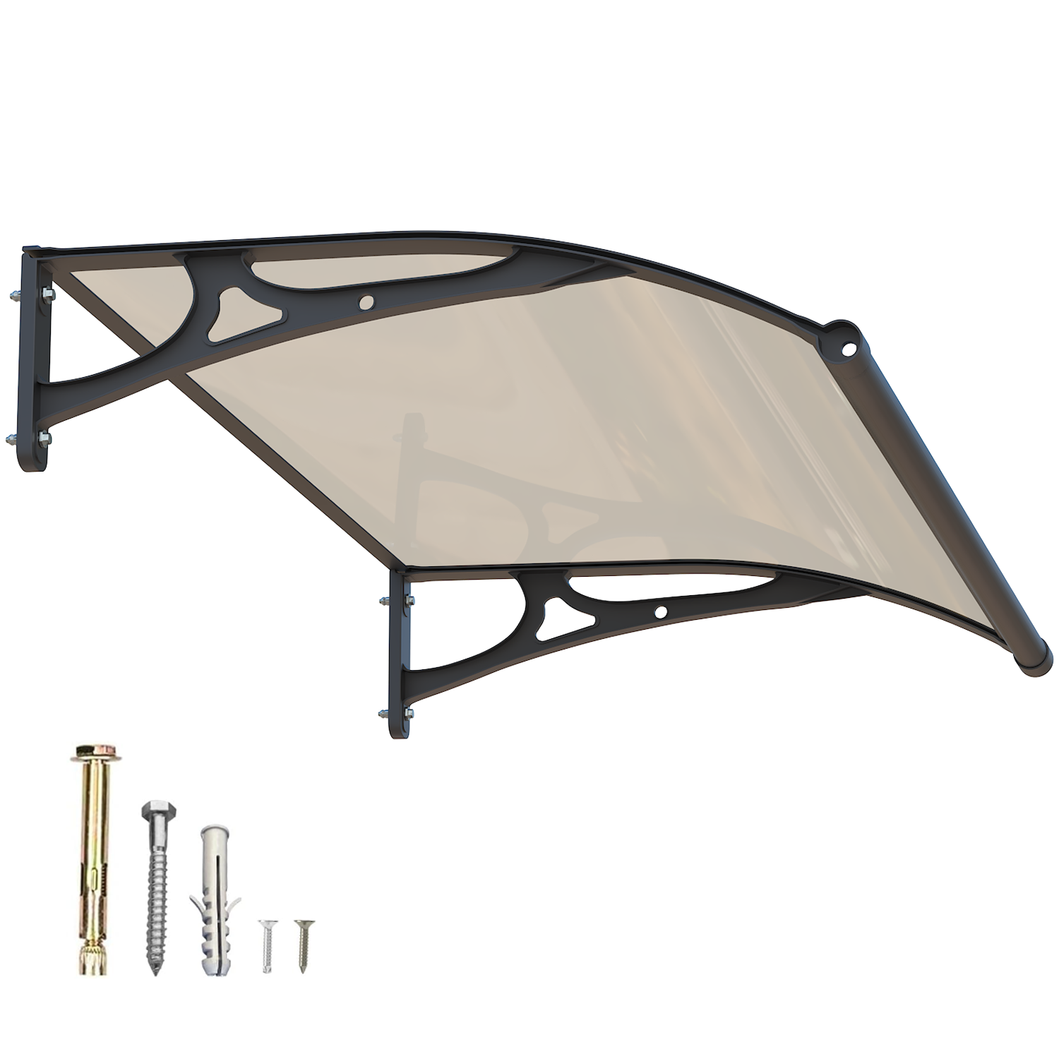 Dawninghome Aluminium-Legierung Vordach Solid Polycarbonatblatt mit großem Entwässerungsbecken für Fenster Tür Outdoor Schneeabdeckung Vordächer