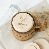Personalisierter Bierdeckel als Glasabdeckung mit Gravur | ⌀ 10 cm | Buchenholz | Geschenkidee für Männer