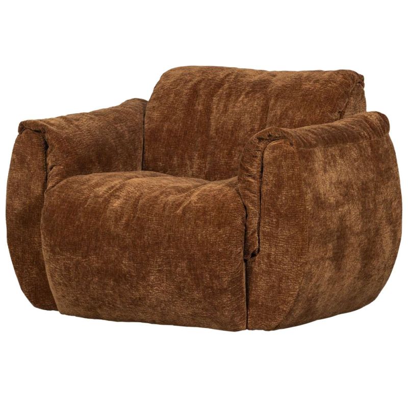 Drehsessel Baggy aus 3D-Chenille-Stoff, Mittelbraun