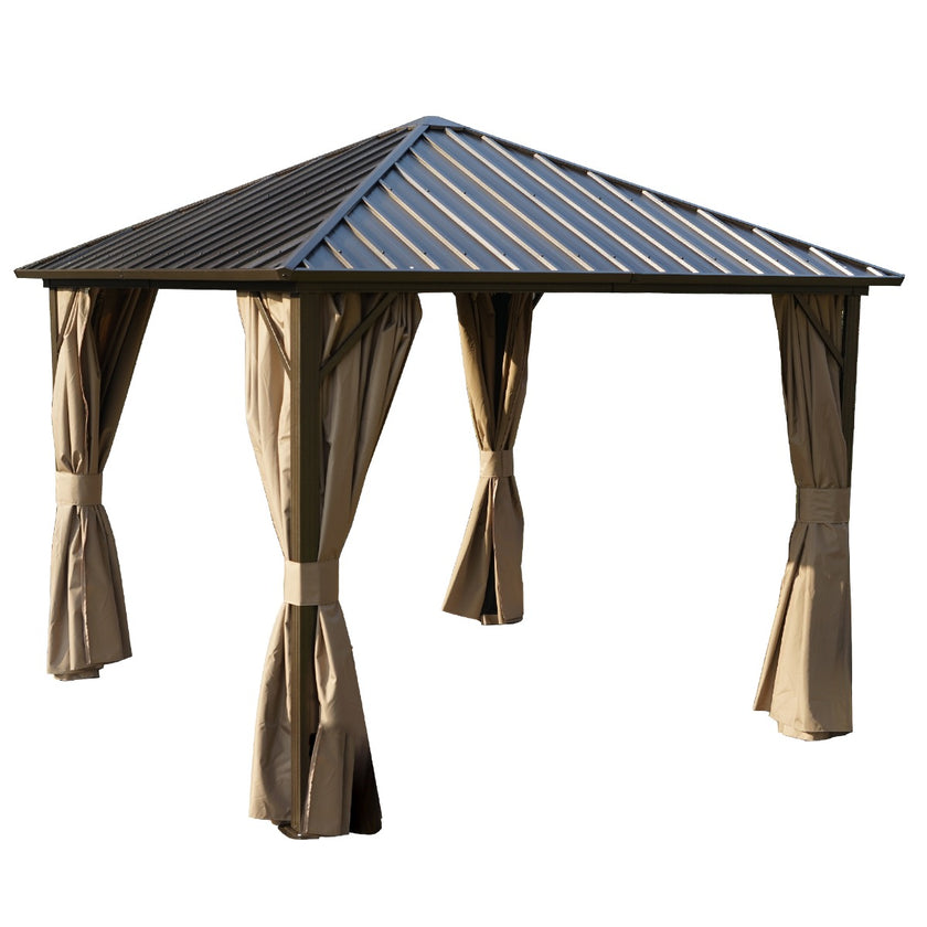 Kozyard Rosana 10'x10' Hardtop Aluminium Permanent Gazebo mit 2-lagigen Seitenwänden
