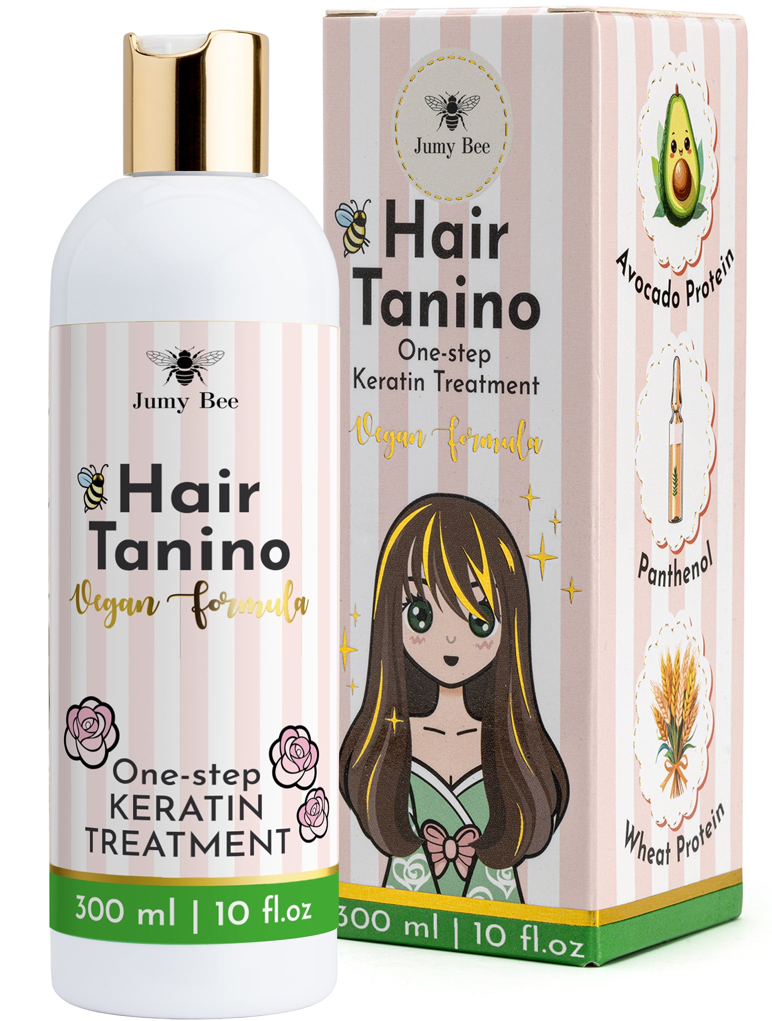 Jumy Bee Tanino Keratin Behandlung – Tannin Haar Glättung (Tanino Fusion) – 300 mL / 10 fl oz