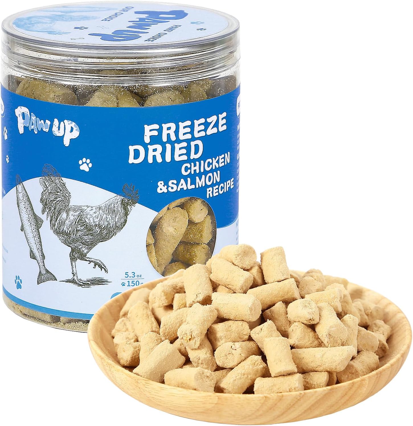 Gefriergetrocknete Huhn- und Lachs-Leckerlis für Hunde und Katzen, hochproteinhaltige Snacks, 5,3 oz