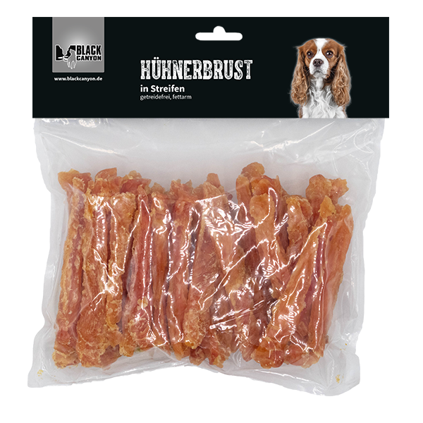 BLACK CANYON Hühnerbrust Streifen für Hunde | Magerer Hunde-Snack