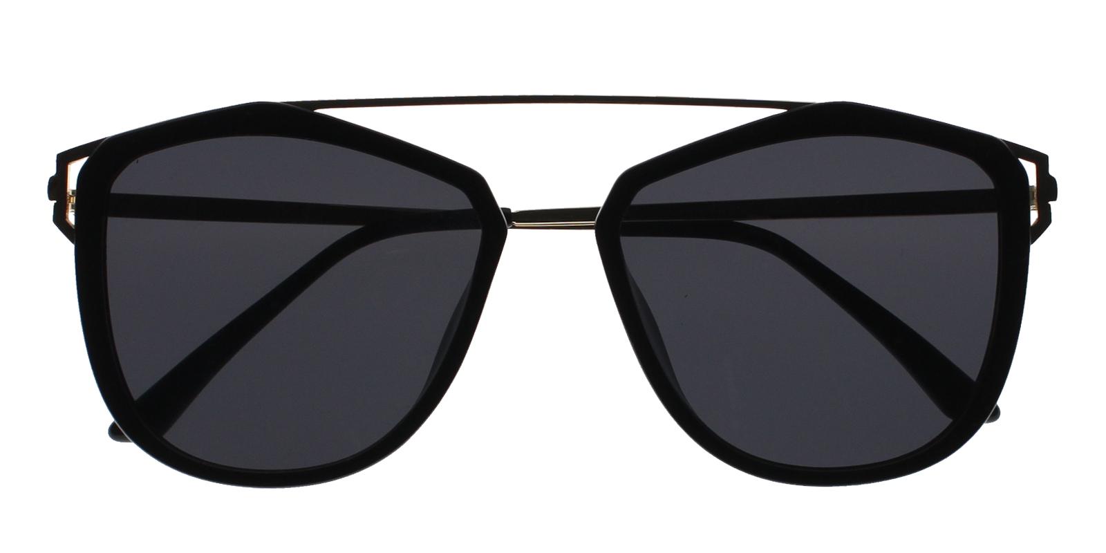 Lydia - Schwarze Aviator-Sonnenbrille