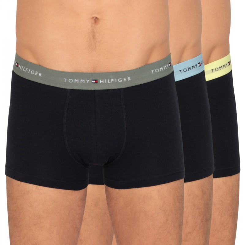Tommy Hilfiger 3-Pack Trunks in Blue with Multicolored Waistband