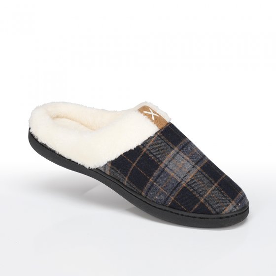 Slippers with Memory Sole, Size 41/42 | Blue-checked