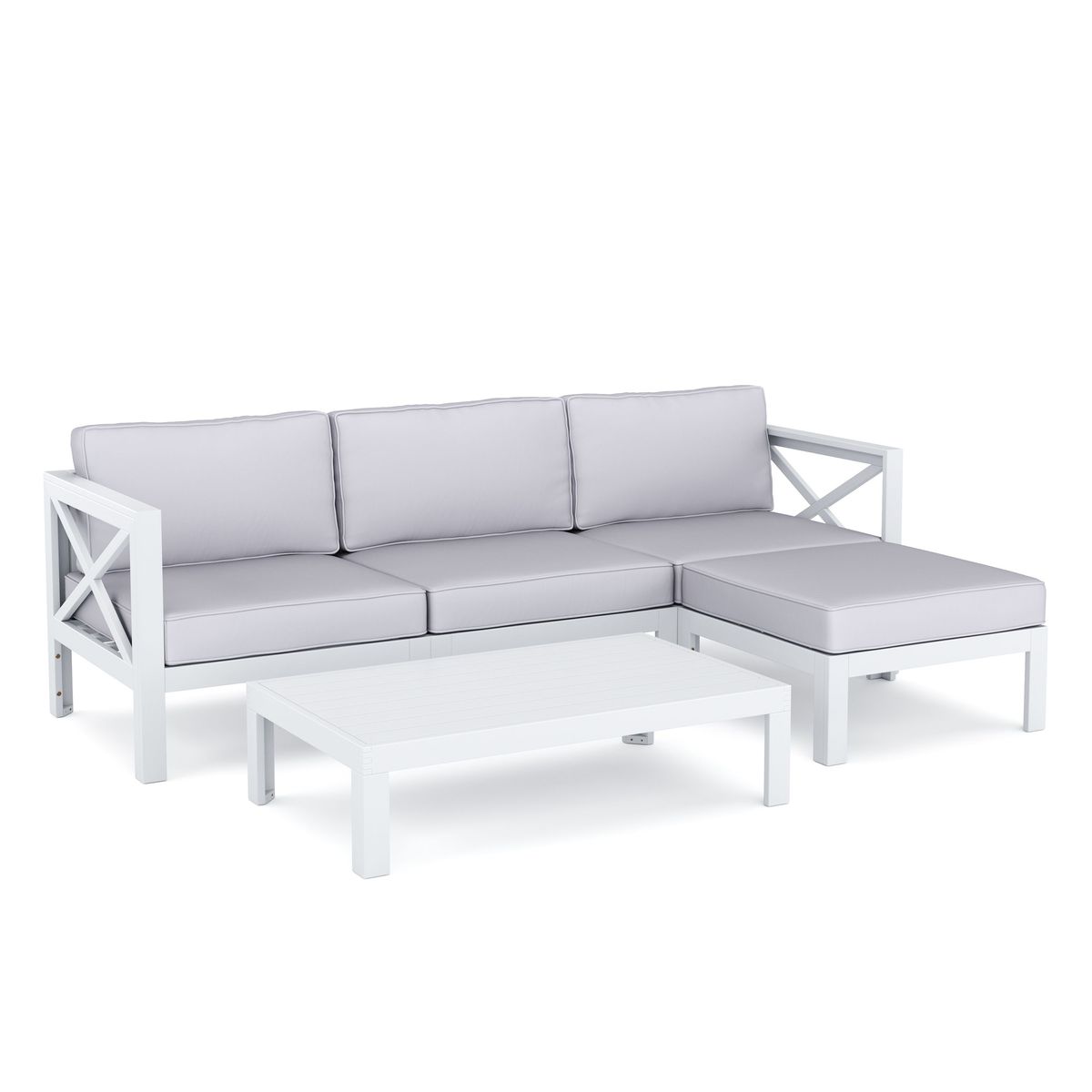 Toledo Wooden Lounge in White/Grey