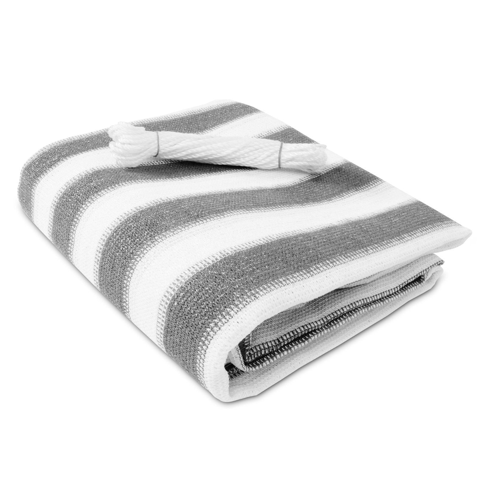 Balcony Privacy Screen | casa pura® | Grey-White Striped | 90 x 500 cm