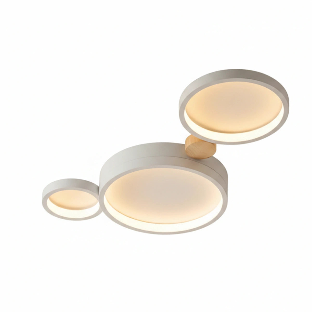 Arcato Modern Round Ceiling Light – Metal/Wood in Green/Grey/White for Living Room