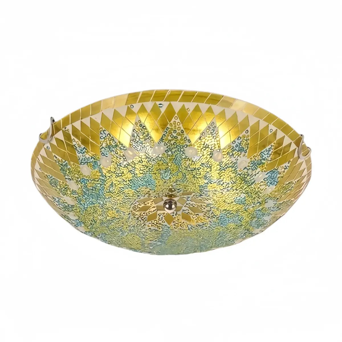 Mahara Mediterranean Ceiling Light - White/Yellow/Blue Metal & Glass for Bedroom