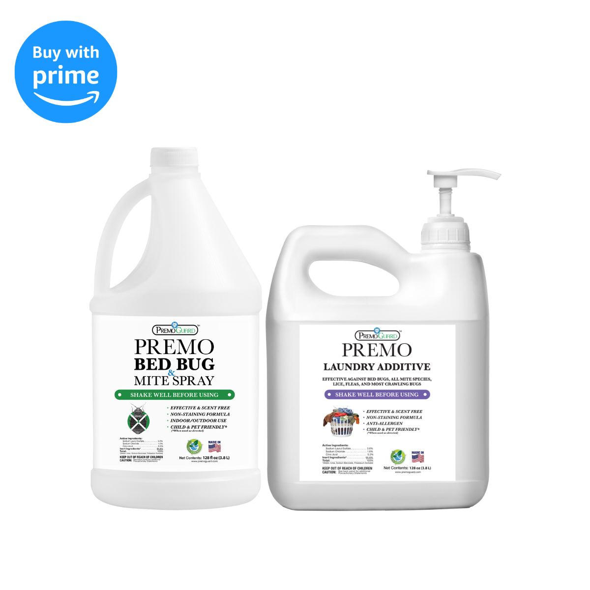 Premo Bed Bug & Mite Killer and Laundry Additive Bundle (128 oz each)