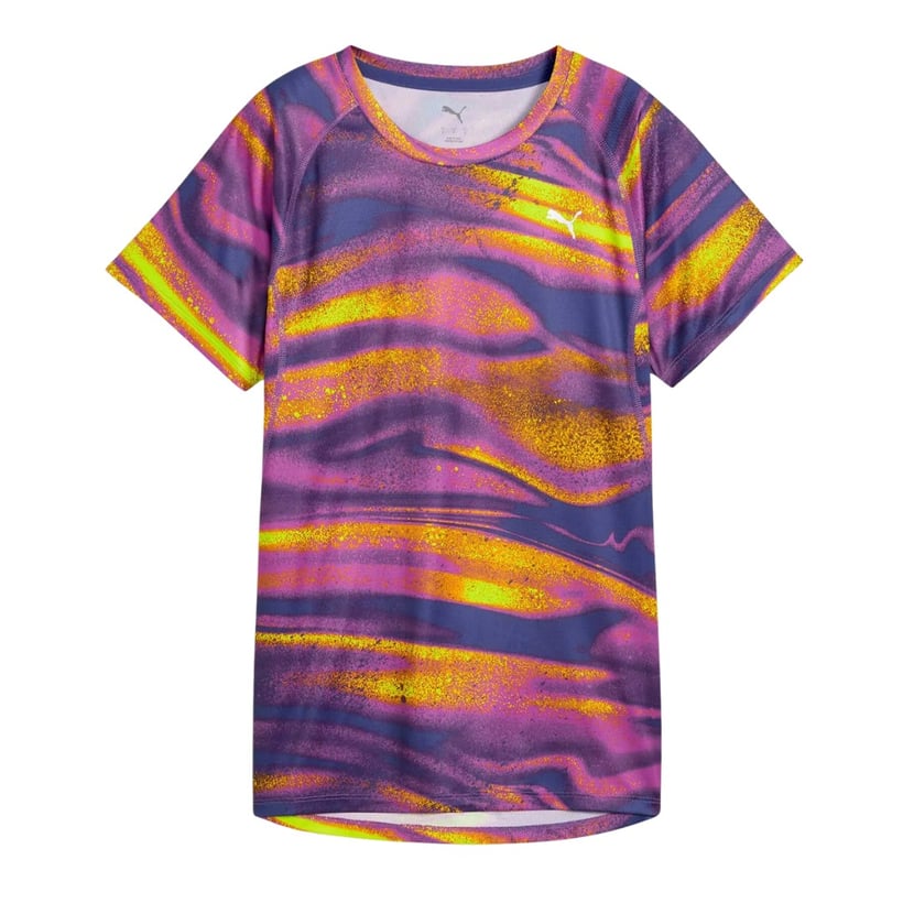 Puma Velocity All-Over Print T-Shirt Purple Yellow for Women