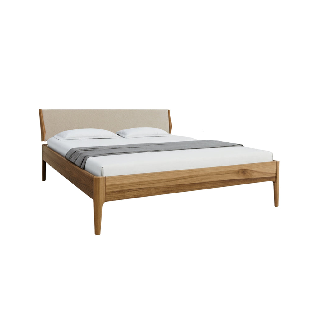 SIRLIG/LYS 180cm Holz-Bett mit Stoffkopflehne