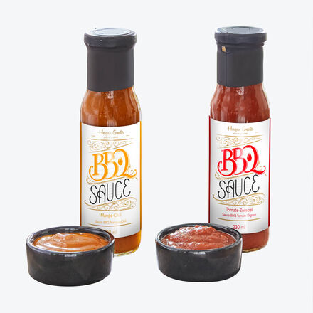 2-tlg. Set Delikatess-BBQ-Grillsaucen: Mango-Chili & Tomate-Zwiebel