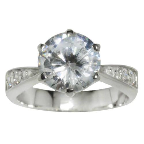Silver Ring with Zirconia - Width 11mm - Shiny