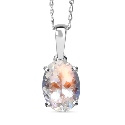 RHAPSODY - RAREST AAAA Natural Malagasy Moonstone Pendant with Chain, 950 Platinum approx. 4.00 ct