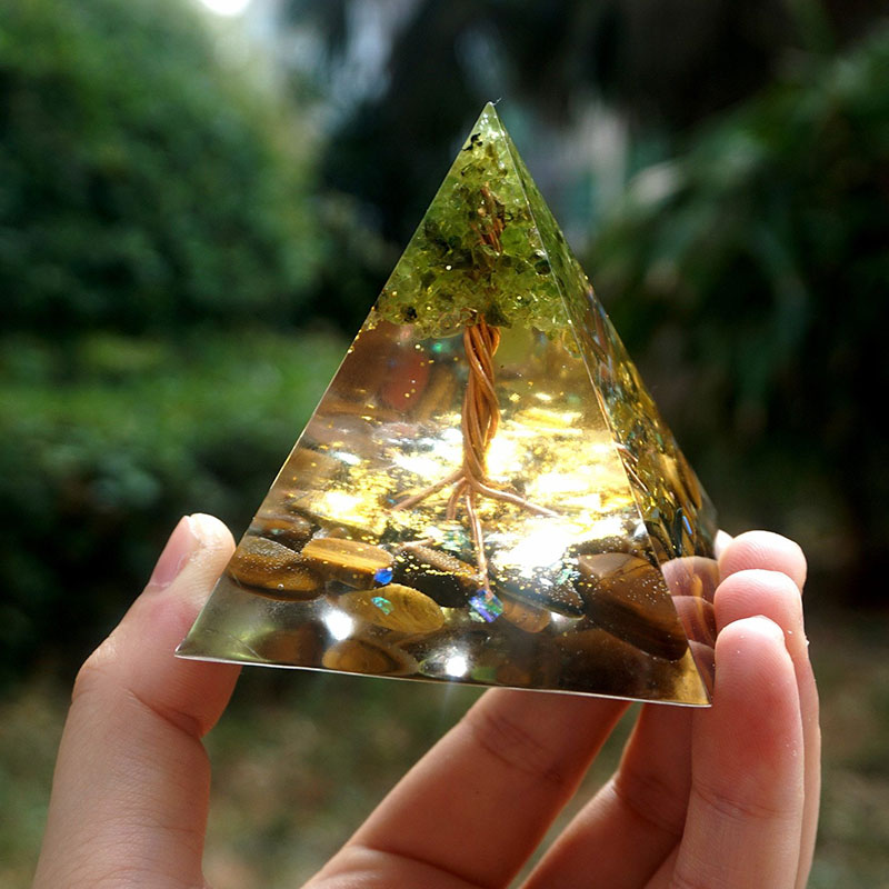 Olivenorma Baum Des Lebens Peridot Und Tigerauge Energetischer Orgon-Pyramide