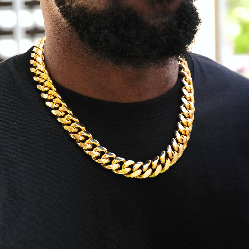 Miami Cuban Link Choker (18mm) in Gelbgold-plattiert