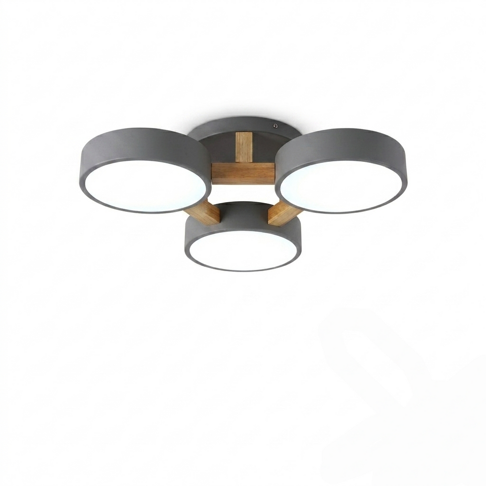Arcato Modern Round Ceiling Light – 3-Color Fixture with Three Heads Bedroom