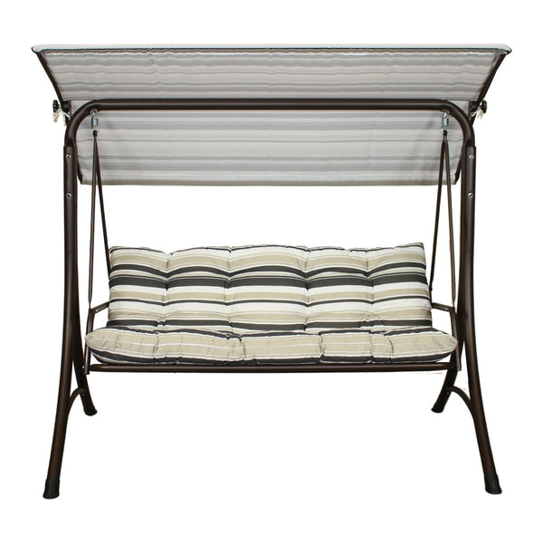 SUNJOY 3-Seat Italian-Made Patio Swing Chair with Adjustable Canopy and 4" Cushions – Stripe