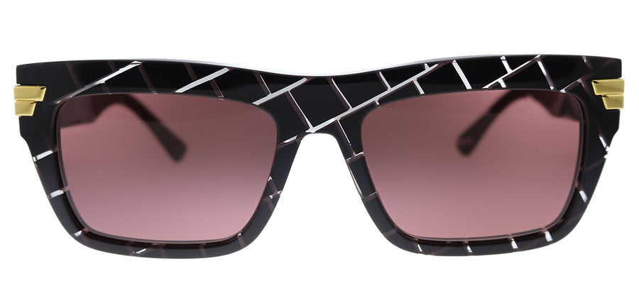 Bottega Veneta BV 1058S 003 Rechteckige Acetat Burgunder Sonnenbrille mit Rosa Linse
