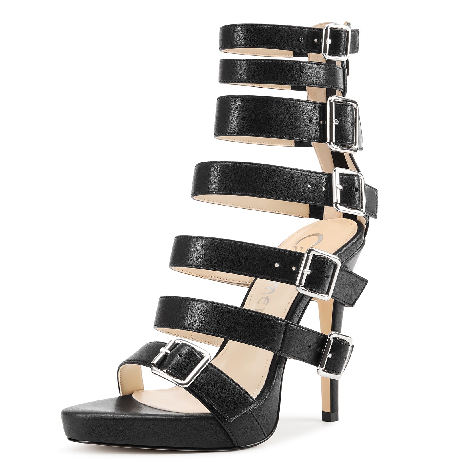 Aachcol Damen Mehrfachriemen Schnallen Stilettos Sandalen