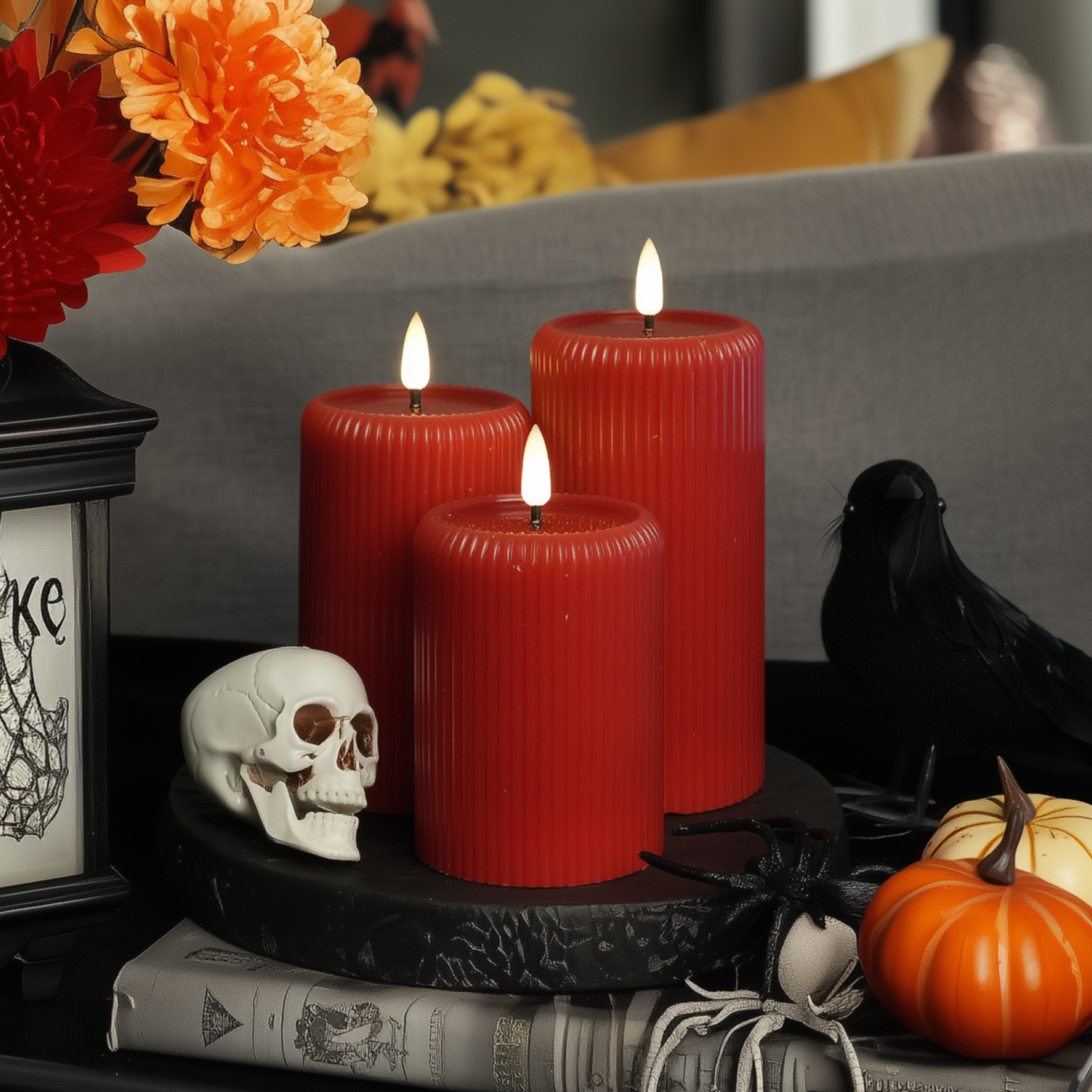 Fluted Pillar Candles, Set of 3