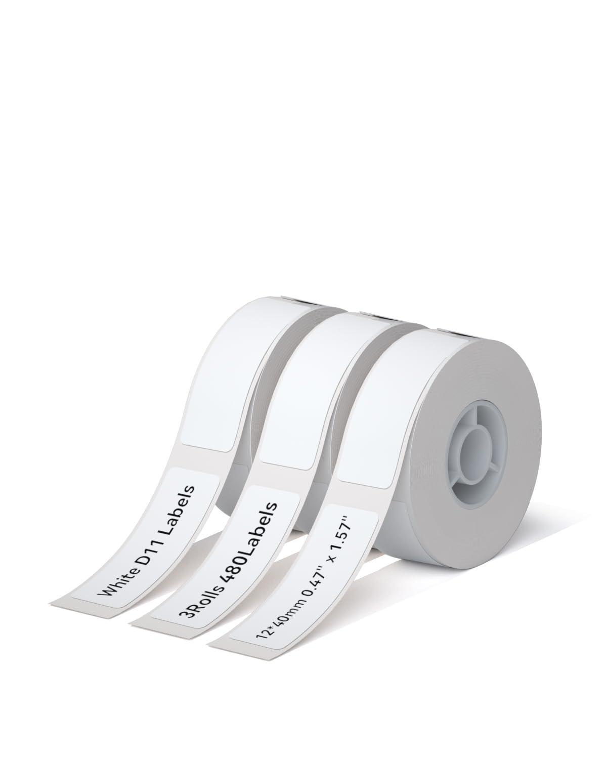 Label Tape Set for D11, D110, D101 - 3Rolls 12*40mm-480pcs White